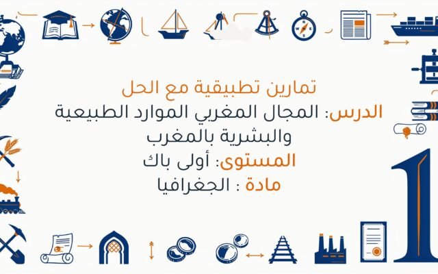 تمارين درس المجال المغربي الموارد الطبيعية والبشرية بالمغرب اولى باك